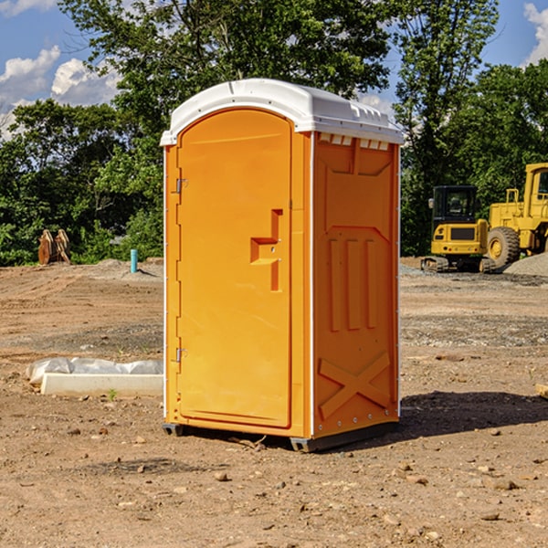 how often are the portable restrooms cleaned and serviced during a rental period in Jay